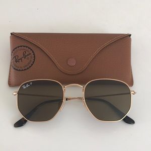 Ray-Ban *Polarized* Hexagonal Flat Lenses. Regular fit w/ adjustable nose pads.